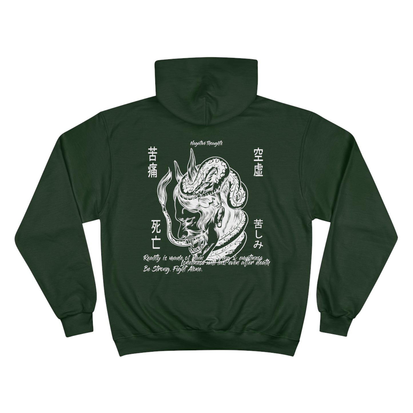 Negative Thoughts Oni Mask Champion Hoodie