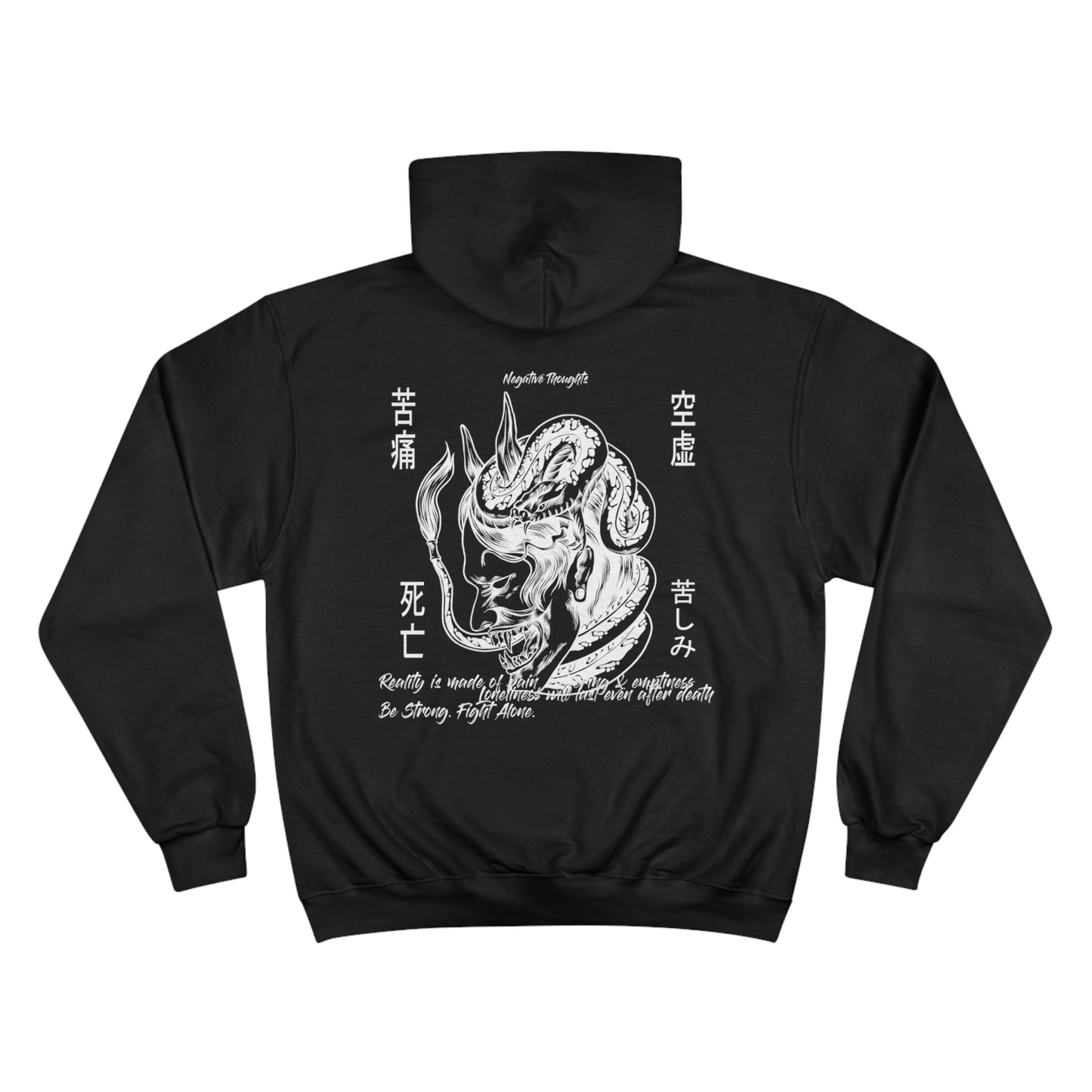 Negative Thoughts Oni Mask Champion Hoodie