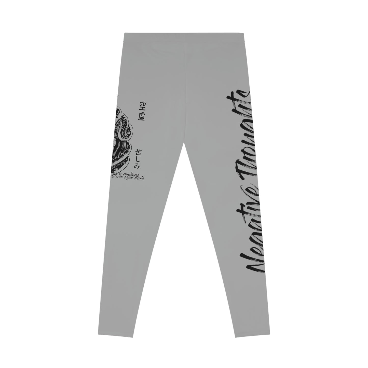 Negative Thoughts Oni Mask Light Grey Stretchy Leggings