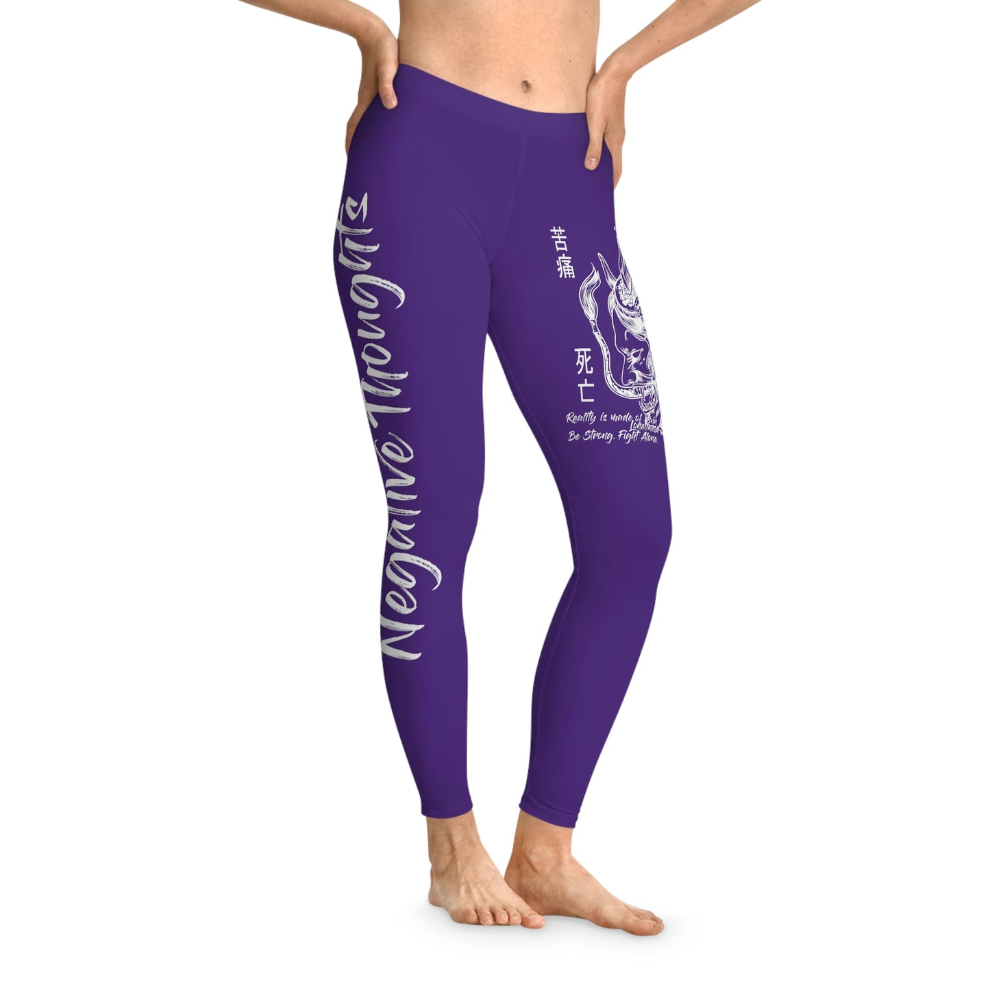 Negative Thoughts Oni Mask Purple Stretchy Leggings