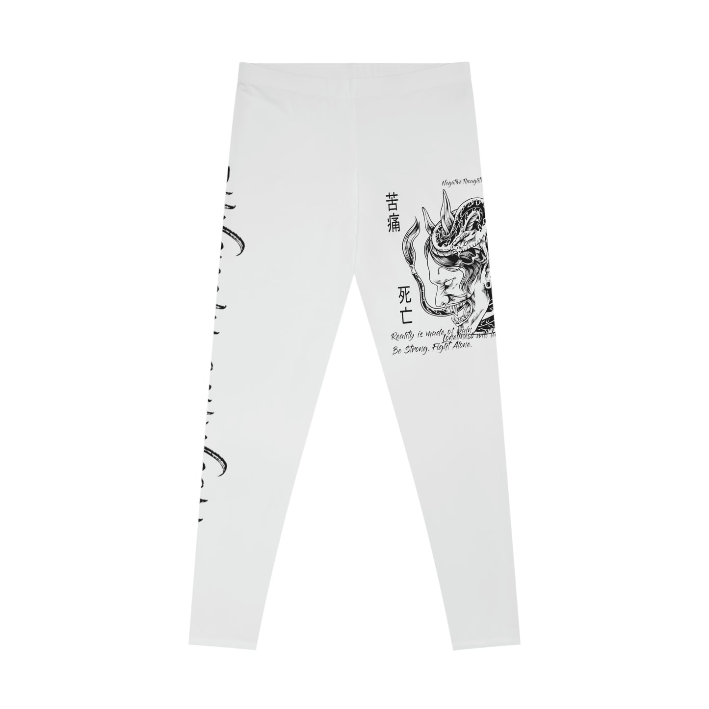 Negative Thoughts Oni Mask White Stretchy Leggings