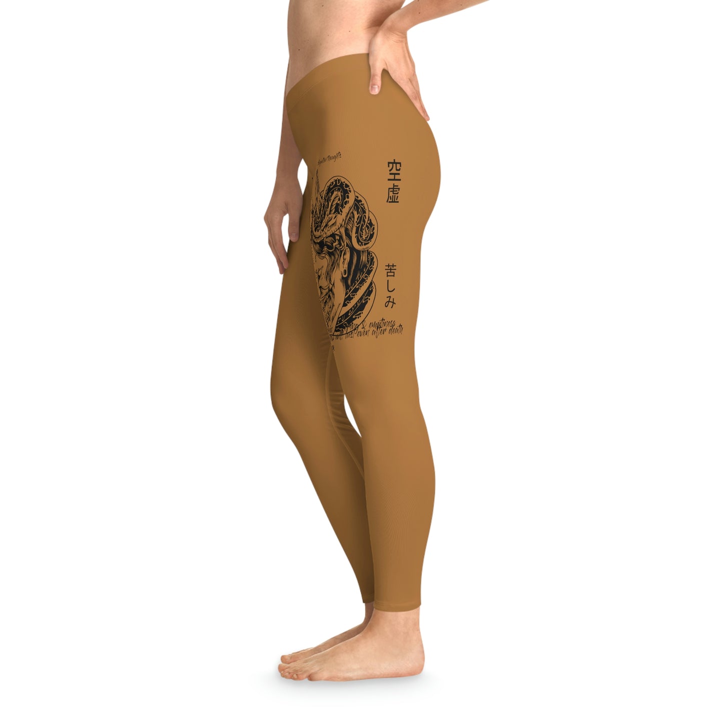 Negative Thoughts Oni Mask Light Brown Stretchy Leggings