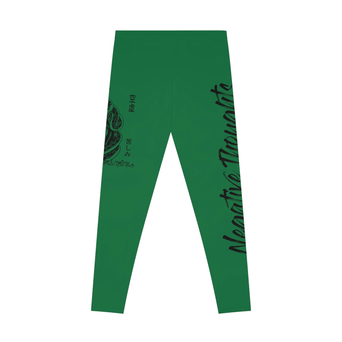 Negative Thoughts Oni Mask Dark Green Stretchy Leggings