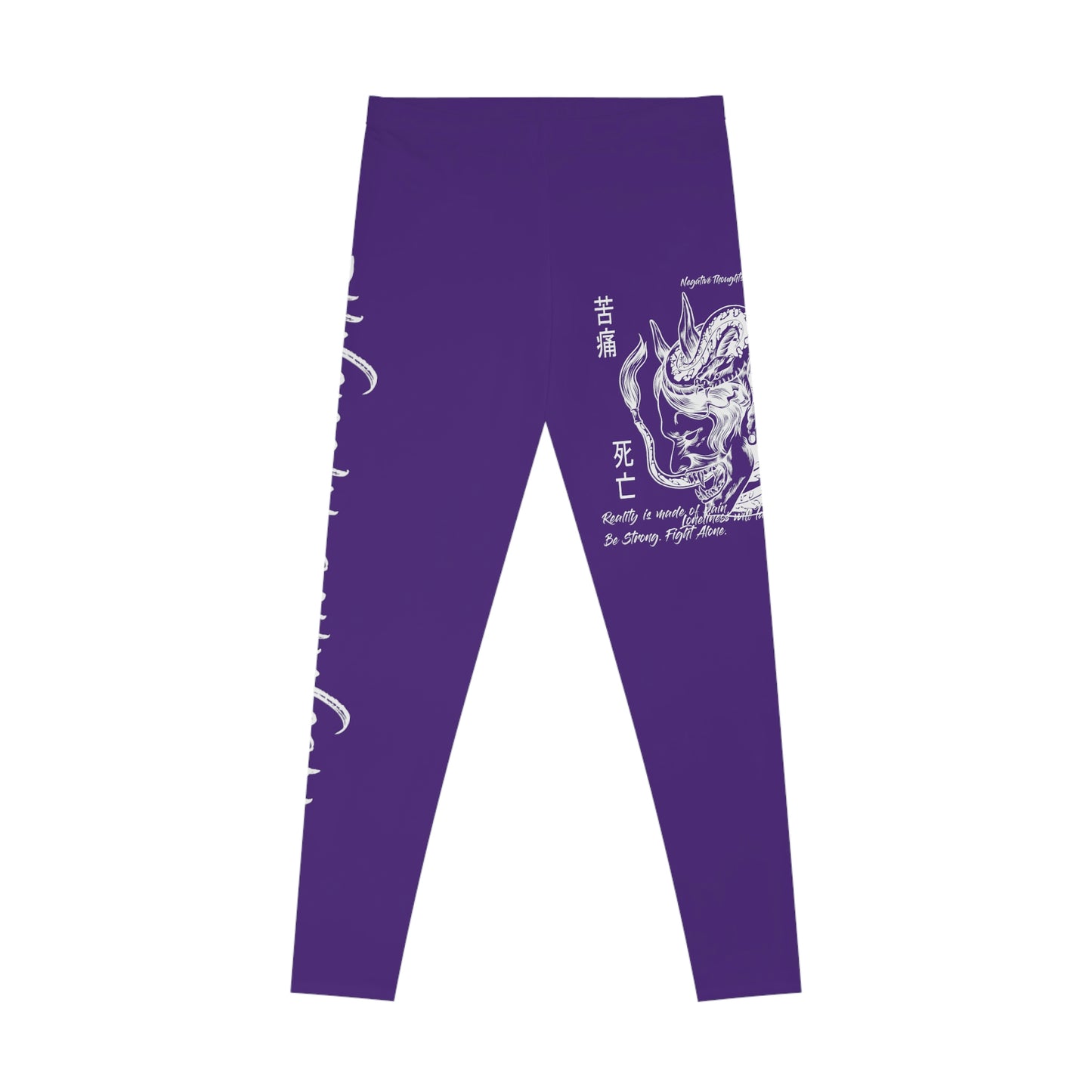Negative Thoughts Oni Mask Purple Stretchy Leggings