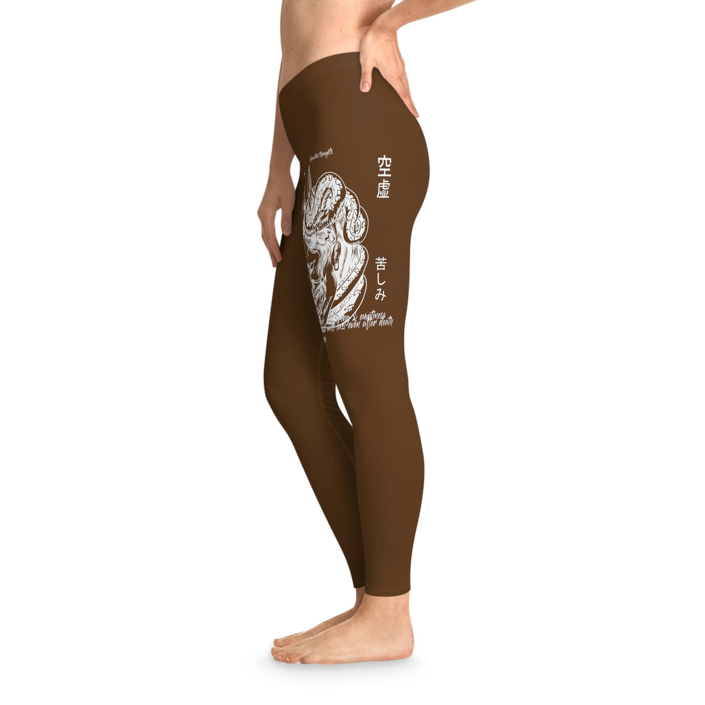 Negative Thoughts Oni Mask Brown Stretchy Leggings