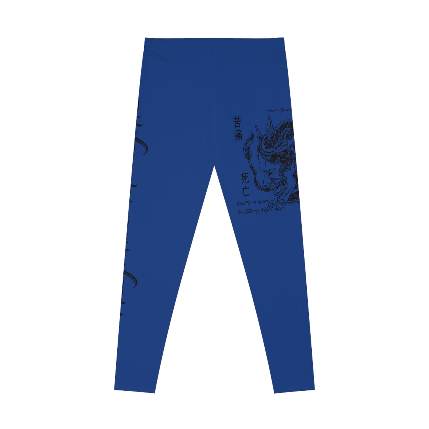 Negative Thoughts Oni Mask Dark Blue Stretchy Leggings