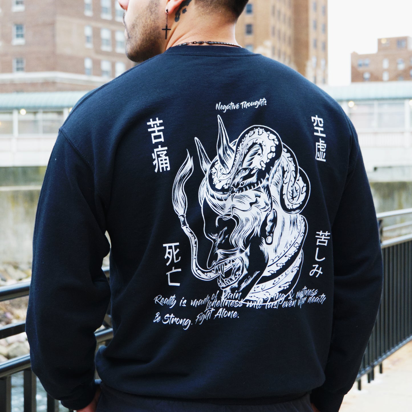 Negative Thoughts Oni Mask Crewneck Sweater