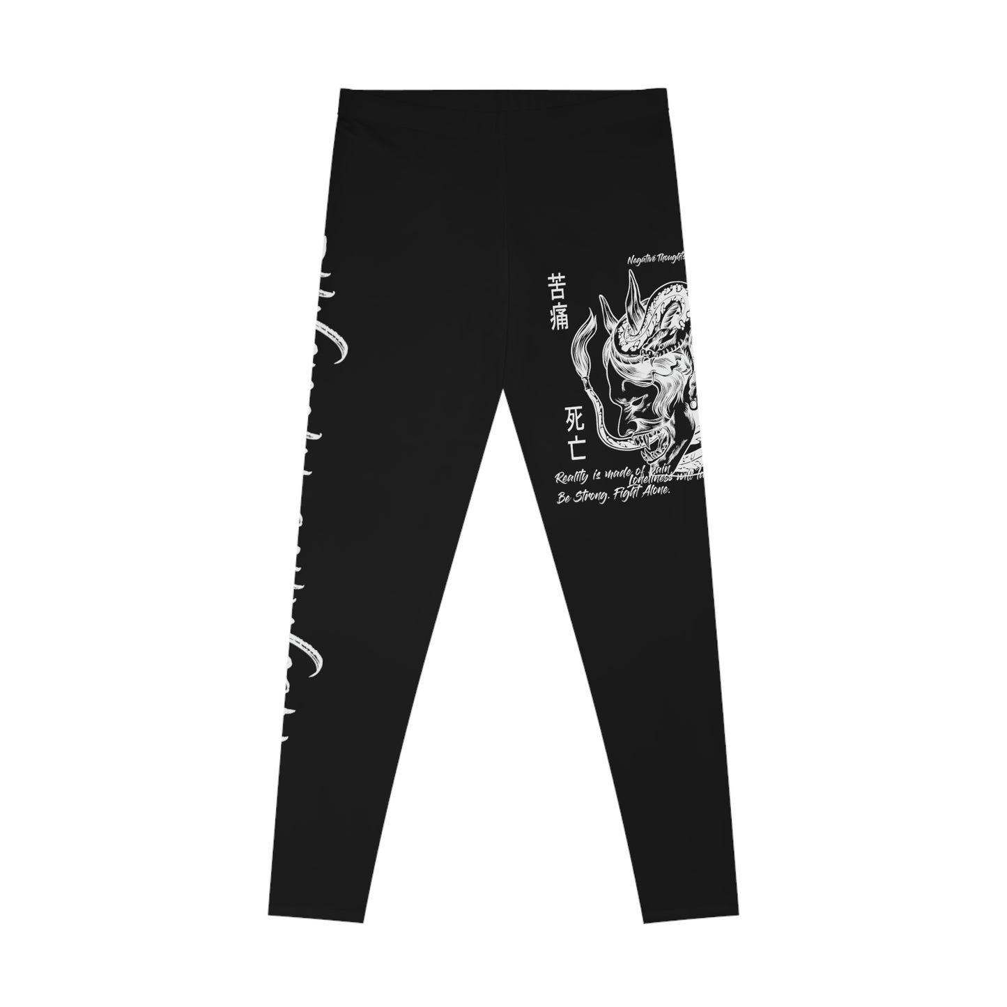 Negative Thoughts Oni Mask Black Stretchy Leggings