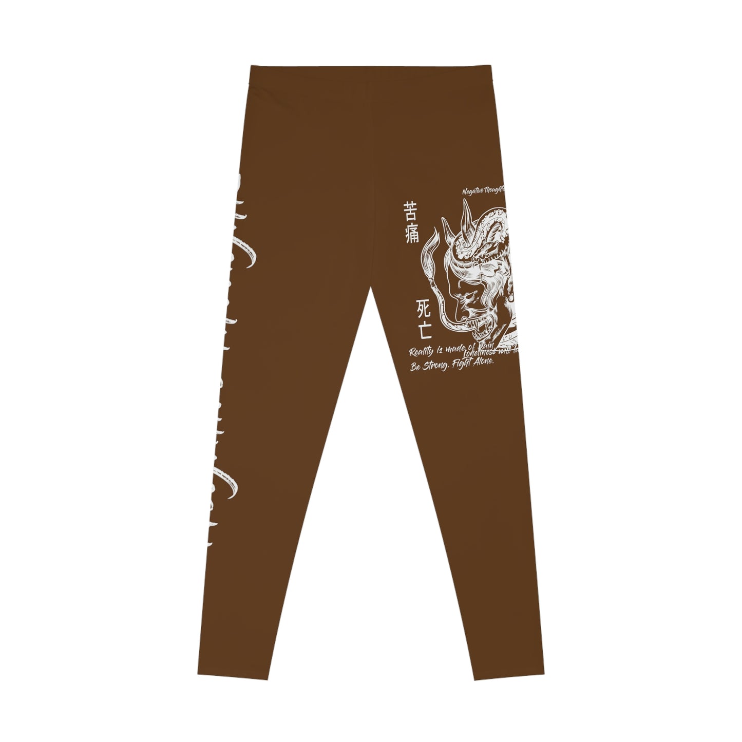 Negative Thoughts Oni Mask Brown Stretchy Leggings