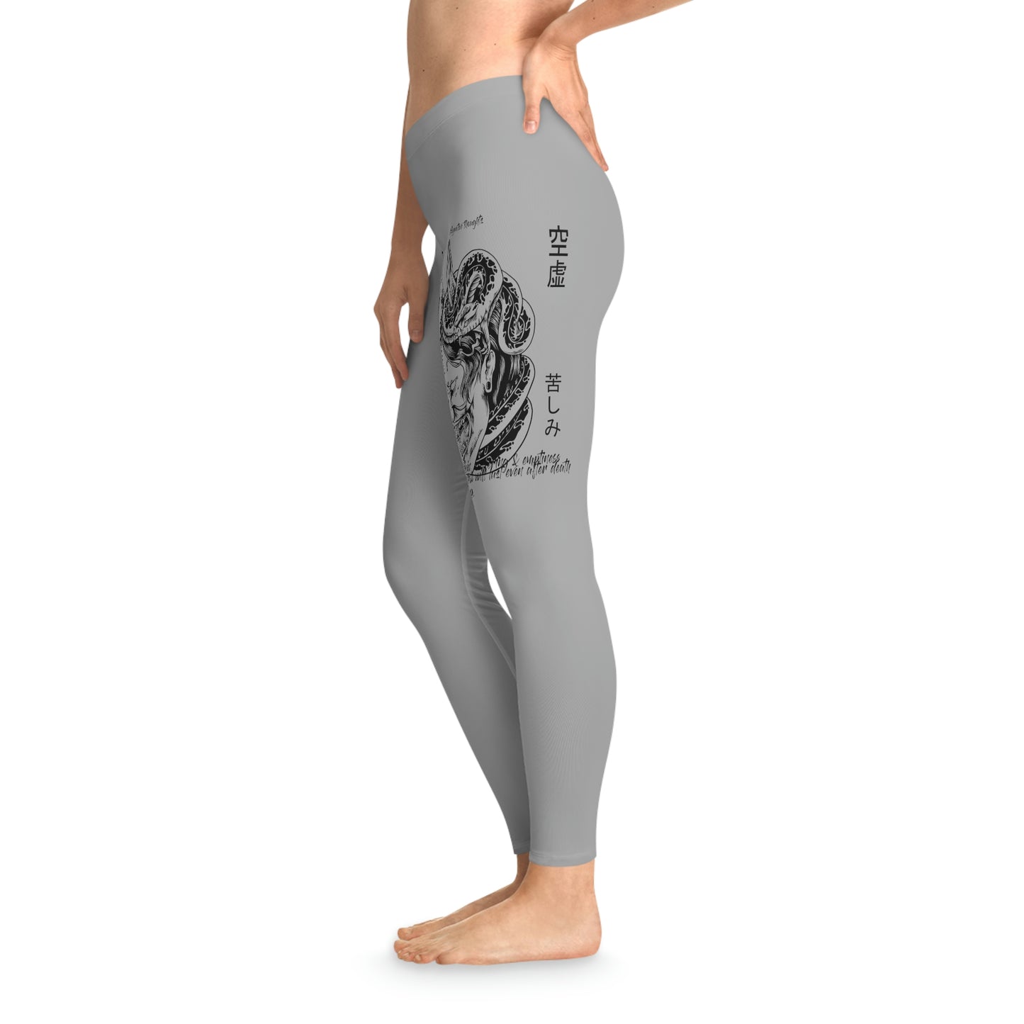 Negative Thoughts Oni Mask Light Grey Stretchy Leggings