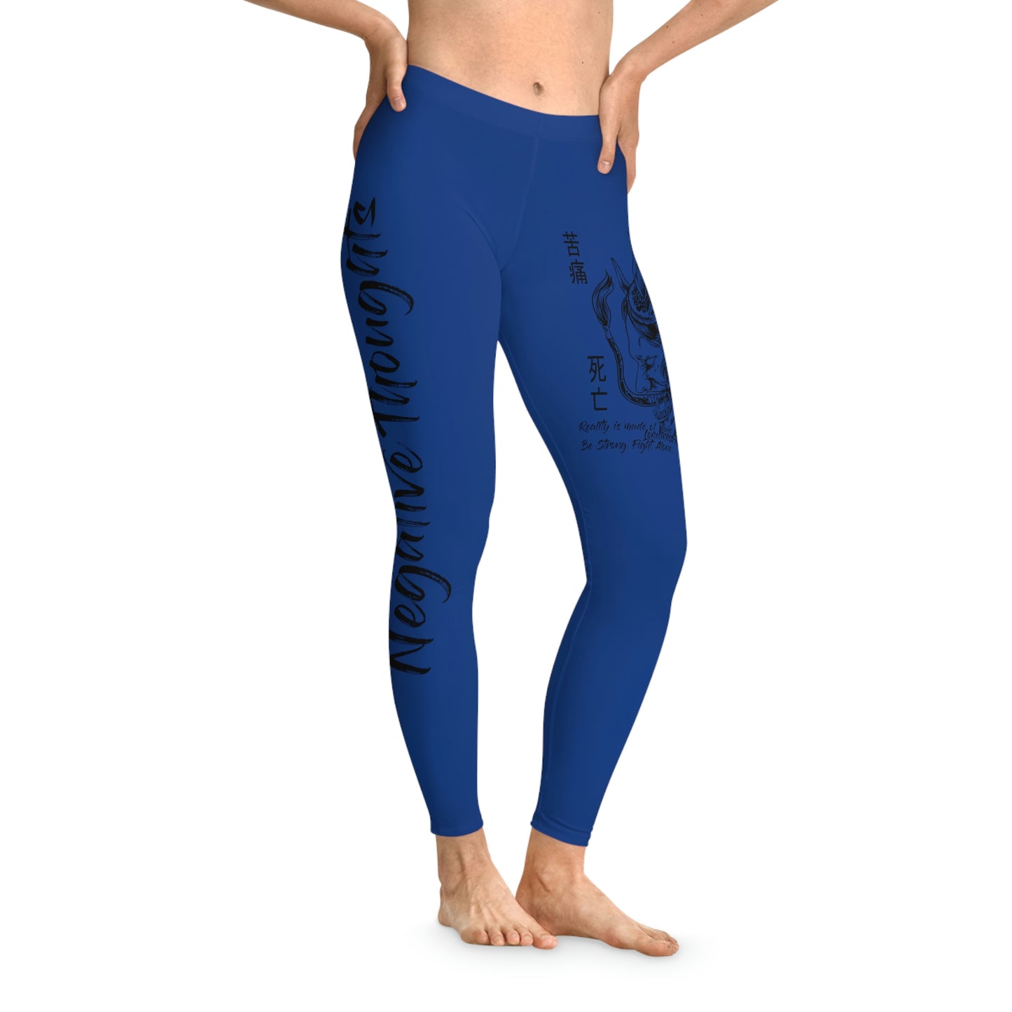 Negative Thoughts Oni Mask Dark Blue Stretchy Leggings