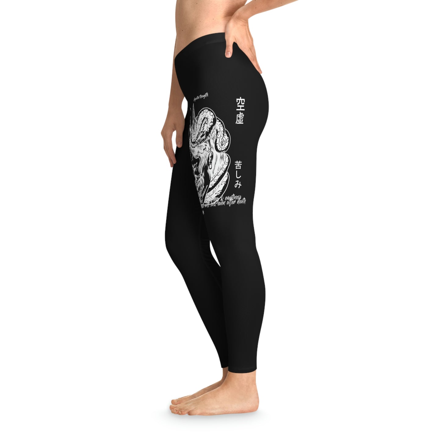 Negative Thoughts Oni Mask Black Stretchy Leggings