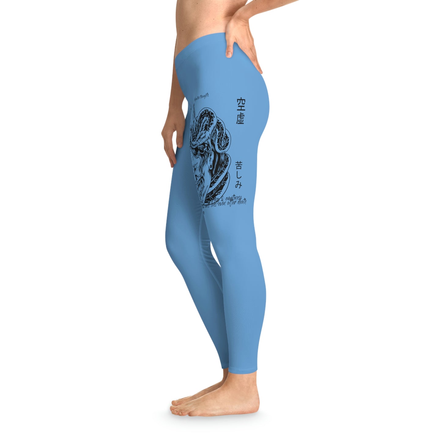 Negative Thoughts Oni Mask Light Blue Stretchy Leggings
