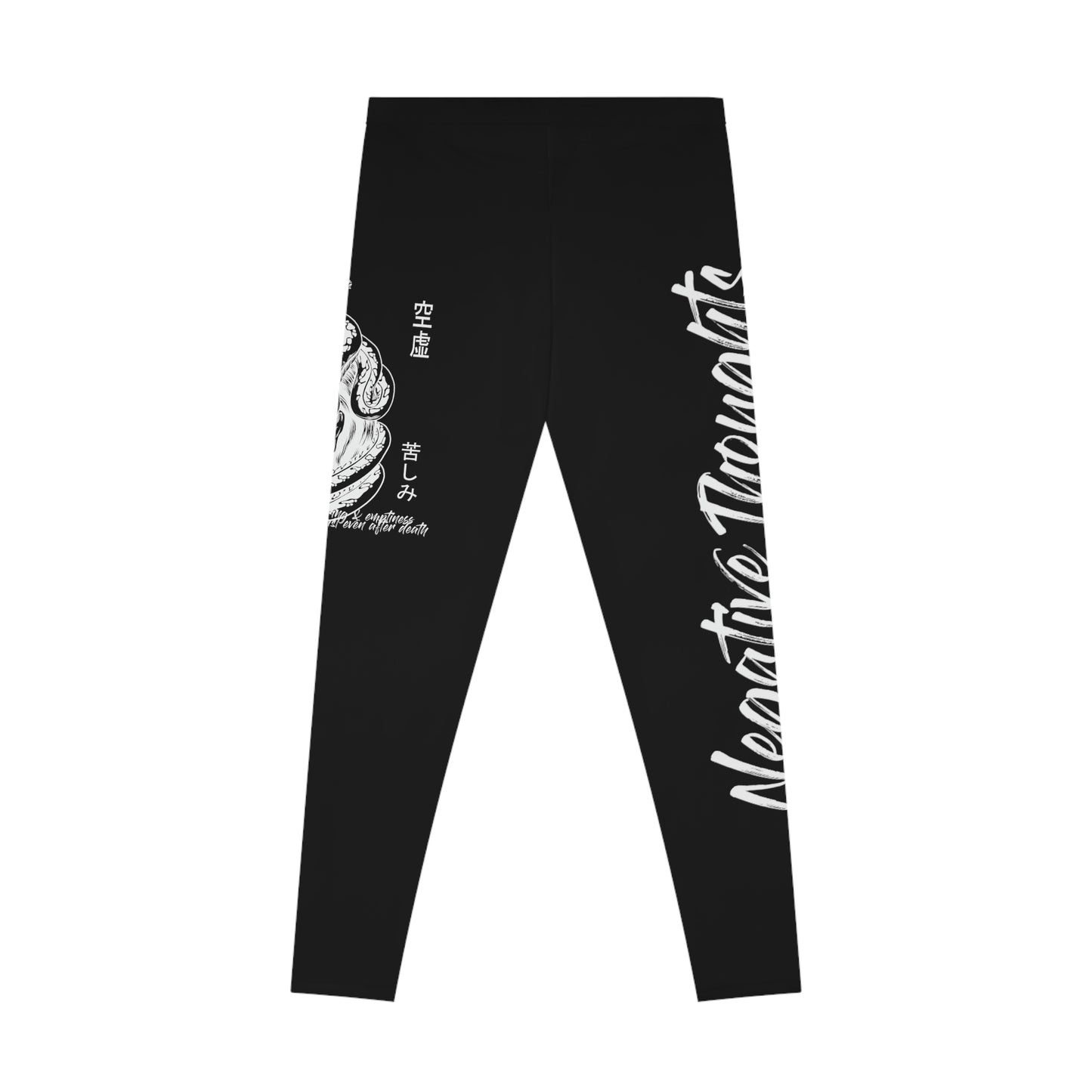 Negative Thoughts Oni Mask Black Stretchy Leggings