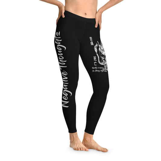 Negative Thoughts Oni Mask Black Stretchy Leggings